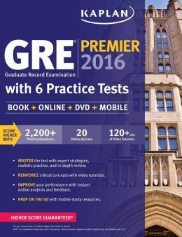 GRE® Premier 2016 with 6 Practice Tests: Book + Online + DVD + Mobile (Kaplan Test Prep) Supply